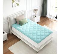 Novilla Surmatelas Confort 90x200cm, Tissu Doux et Agréable pour la Peau, Air-Layer à Trois Couches Respirant, Rembourrage en Fibres Douces, Bord Élastique 30 cm, Lavable, Bleu