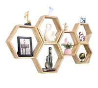 NOVIMANGO Lot de 6 étagères hexagonales flottantes en bois à fixation murale pour chambre d'enfant, chambre à coucher, salon