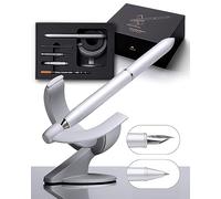novium Hoverpen Future - Stylo Plume & Roller 2-en-1 - Effet de lévitation unique - Stylo de luxe - Design high tech futuriste inspiré de l'espace - Frost Silver - Idée Cadeau & Décoration de Bureau