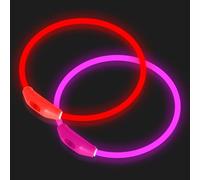 Novkin Lot de 2 colliers lumineux à DEL pour chien, lumières rechargeables pour promener la nuit, collier de sécurité universel et réutilisable pour chiens de petite, moyenne et grande taille, rouge