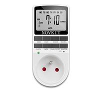 NOVKIT Programmateur Prise Électrique et Digitale, Minuterie Prise Numérique à 10 Programmes Journaliers Hebdomadaires avec Mode Anti-vol et Grand LCD écran, Économiser Électricité (Un Paquet)