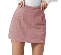 Novlewign Mini jupe en velours côtelé taille haute basique décontractée trapèze jupes d'automne et d'hiver jupes courtes moulantes, rose, Taille L