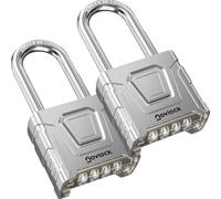 NOVLOCK Cadenas à code extérieur - anse longue de 5,9 cm, épaisseur 8 mm - résistant aux intempéries pour portails, clôtures, abris, rangement, casiers et armoires - lot de 2, argenté
