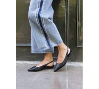 Novo Novo Black Clover Point Toe Low Heel Slingback Shoes Black 4 EU 37