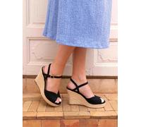 Novo Novo Black Wide Fit Bliss Espadrille Wedge Sandals