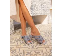 Novo Novo Blue MILLY Woven Block Heel Mules