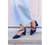 Novo Novo Blue Wide Fit Idaho Mid Block Asymetric Strap Point Courts Blue EU 37 (UK 4)