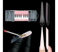 NOVO OVO Formes Doubles XXL XXXL Amande Russe/Cercueil pour Extension PolyGel, PAS DE CAPSULES D'ONGLES, Convient pour Dur/Builder/Polygel, Moules Réutilisables en Gel Souple Couverture Complète 70