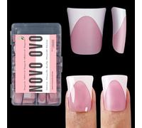 NOVO OVO French Tip Duck Nail Tips, Extension d'ongles en gel souple, rose baie, Faux ongles Vrial Matte Cover pour DIY x 12 tailles 240 pièces
