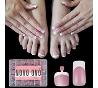 NOVO OVO French Tip Ensemble de pointes d'ongles assorties, baie rose extension d'ongles en gel souple x 15 tailles, 360 tailles