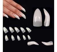 NOVO OVO Halloween 500 pcs Faux Ongles Naturels en Forme de Faucon Courbé, Aigle Rapace, Griffe Super Extrêmement Profonde, Demi-Couverture, Pointes Stiletto, Extension d’Ongles Acryliques, 10 Tailles