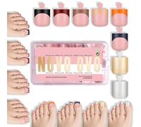 NOVO OVO Halloween Noël Automne Multicolore French Tip Ongles de Pied à Coller 8 MIXED Couleur Hiver ROSE BÉBÉ, Prolongation carrée aiguisée, Couverture complète pour DIY x 15 Tailles 240 Pièces