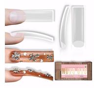 NOVO OVO Halloween XXL forme carrée légèrement incurvée pointes d'ongles sans courbe en C, faux ongles transparents à courbe naturelle extra épaisse, couverture complète, extension de gel souple, faux