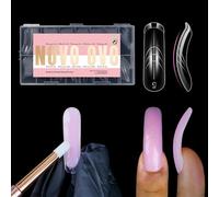 NOVO OVO Helloween Curved Dual Form, Formes à ongles doubles incurvées carrées pour extension en gel polymère avec ligne de guidage intérieure, M L XL, formes réutilisables en acrylique Builder, 15