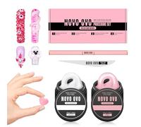 NOVO OVO Kit de procédure de solution de polygel non collante améliorée, polygel blanc et rose non collant, stylo à ongles à double extrémité, lime à ongles extra fine, facile à utiliser avec des