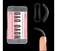 NOVO OVO Lot de 100 faux ongles incurvés transparents en acrylique - 10 tailles différentes - Pour Halloween et salon