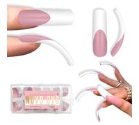 NOVO OVO Lot de 144 faux ongles XXL incurvés carrés blancs French Tips Press on Berry Pink Couverture complète Extra épais Long XL Acrylique Hawk Curve Faux Extension Kit d'extension nécessaire pour