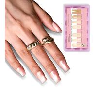 NOVO OVO Lot de 150 faux ongles courts et carrés, en gel œil de chat, rose clair, pré-mats, couverture complète, sans courbe en C, pour le bricolage à la maison, 15 tailles