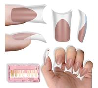 NOVO OVO Lot de 150 faux ongles en forme de canard blancs à presser - Couverture complète en acrylique avec courbe lunaire - Moyens, extra épais et larges - Prégravés - Gel souple - Pour salon de
