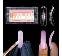 NOVO OVO Lot de 150 moules à ongles carrés incurvés pour extension en polygel avec ligne de guidage à l'intérieur, M, L, XL, réutilisable, couverture complète, acrylique, construction, gel dur pour