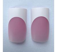 NOVO OVO Lot de 180 faux ongles, carrés, blancs, moyens, pointus, manucure française, à presser, rose baie, couche de finition en gel de construction extra épais, couverture complète en gel doux