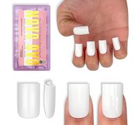 NOVO OVO Lot de 180 faux ongles courts carrés à coller - Couleur blanche pure - Nécessite de la colle à ongles - En gel souple mat - Couverture complète - 15 tailles