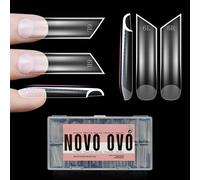 NOVO OVO Lot de 180 faux ongles XXL en forme de rouge à lèvres, naturels (non sculptés), longues pointes d'ongles en forme de rouge à lèvres, coupe symétrique, extra épais, ongles artificiels à