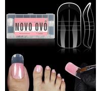 NOVO OVO Lot de 2 Formes pour Ongles de Pied pour Extension d'Ongles en Poly Gel, Moules Réutilisables à Couverture Complète pour Ongles d'Orteils Acryliques à Pointe Française, Moules de Conception