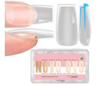 NOVO OVO Lot de 224 faux ongles carrés de taille moyenne extra épais à presser sur les ongles sans C Curve, extensions d'ongles artificiels, couverture complète, acrylique, manucure, salon de manucure