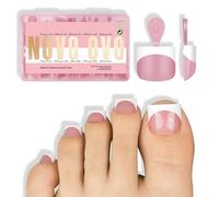 NOVO OVO Lot de 224 faux ongles courts à presser pour ongles d'orteils blancs French Tip Berry Pink - Extensions en gel, top coat et gel de construction nécessaires - Pas de colle incluse - Pour