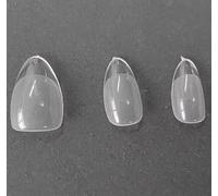 NOVO OVO Lot de 224 faux ongles courts en forme d'amande, extra épais, couverture complète, à presser, gel souple, transparent, intérieur mat, extension, DIY, 16 tailles