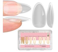 NOVO OVO Lot de 224 faux ongles en forme d'amande, moyens, extra épais, à presser sans C, en forme d'amande, couverture complète, acrylique, manucure, salon de manucure, bricolage, 14 tailles