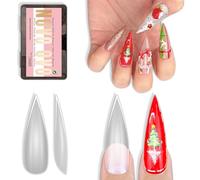 NOVO OVO Lot de 224 faux ongles en gel souple extra longs et épais, avec double couche mate couvrante complète, pour le bricolage, 16 tailles
