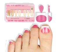 NOVO OVO Lot de 224 faux ongles extra courts pour les pieds - Blanc - French Tip Rose - Extensions en gel - Couche de finition et gel de construction nécessaires - Pas de colle incluse - Salon DIY x