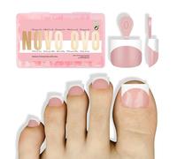 NOVO OVO Lot de 224 faux ongles extra courts pour ongles d'orteils - Blanc - French Tip Baby Pink - Extensions en gel - Couche de finition et gel de construction nécessaires - Pas de colle incluse