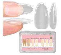 NOVO OVO Lot de 224 faux ongles ovales moyens extra épais à presser sans courbe C, extension d'ongles en gel naturel souple, couverture complète, faux ongles transparents pour acrylique, manucure