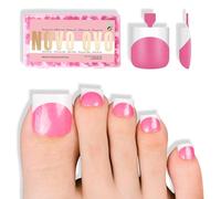 NOVO OVO Lot de 240 faux ongles à coller - Rose avec paillettes - 15 tailles