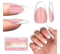 NOVO OVO Lot de 240 faux ongles blancs en forme d'amande - À coller - Rose bébé - Extra épais - En acrylique - Nécessite un gel de construction - Pour le bricolage - 15 tailles