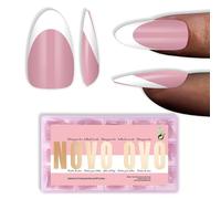 NOVO OVO Lot de 240 faux ongles blancs en forme d'amande - À coller sur les ongles - Rose fraise - Extra épais - En acrylique - Nécessite un gel de construction - Pour le bricolage - 15 tailles