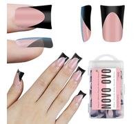 NOVO OVO Lot de 240 faux ongles courts en gel souple pour manucure française, extra épais, avec couverture complète, à faire soi-même, 12 tailles