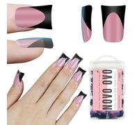 NOVO OVO Lot de 240 faux ongles courts en gel souple pour manucure française, extra épais, avec couverture complète, à faire soi-même, 12 tailles