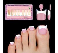 NOVO OVO Lot de 240 faux ongles courts et carrés blancs à presser avec courbe lune, rose framboise, épais, Sharp pour faux ongles, 15 tailles, 15 tailles