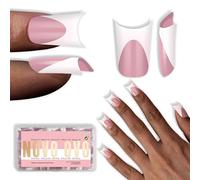 NOVO OVO Lot de 240 faux ongles courts extra épais avec lune Curve Milk - French Tips blanc berry pink - Couverture complète pour press-on acrylique - Flare Wide French Soft Gel - 15 tailles