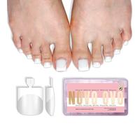 NOVO OVO Lot de 240 faux ongles en gel souple (240 pièces/15 tailles) - Ongles d'orteils pré-conçus à coller - Blanc laiteux - Pour système X et pédicure DIY (blanc laiteux)