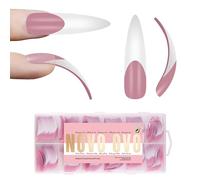 NOVO OVO Lot de 240 faux ongles incurvés XXL en acrylique Hawk Curve Amande French Tip Press on Full Cover - 12 tailles