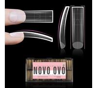 NOVO OVO Lot de 240 faux ongles XXL légèrement incurvés carrés pointus extra épais courbés naturels à presser. Kit d'extension complète et demi en gel acrylique souple avec ligne auxiliaire. 15