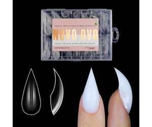 NOVO OVO Lot de 280 ongles Stiletto courts incurvés en forme de griffe de chat d'Halloween pour extension en polygel d'ongles 3D Eagle Hawk Curve Sculptural, moules réutilisables à couverture complète