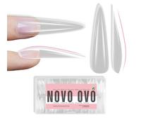 NOVO OVO Lot de 300 faux ongles sculptés XXL Stiletto Amande pour lit d'ongles courbés, ongles artificiels extra épais, longs et couvrants, couverture complète, faux ongles en gel souple, pour kit