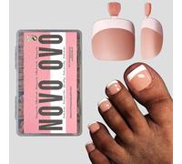 NOVO OVO Lot de 360 faux ongles d'orteils à presser - En gel souple - Orange rose carré rond pré-appliqué - Couche de base et couche de base - Couverture complète - 15 tailles