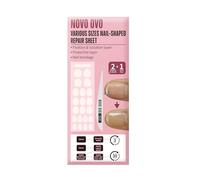 NOVO OVO Lot de 42 feuilles de réparation prédécoupées en forme d'ongles - Différentes tailles - Avec lime fine, couche de fixation et d'isolation - Pour surface des ongles cassés - Couche de